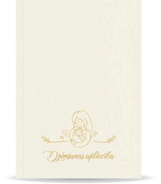 Dzimšanas apliecības vāki "Māmiņas azote" ar zelta ornamentu (dabīgi balti)